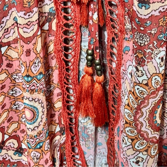 Miss Me Bohemain Print Longline Duster Wide Sleeve Lightweight Kimono - Picture 7 of 13